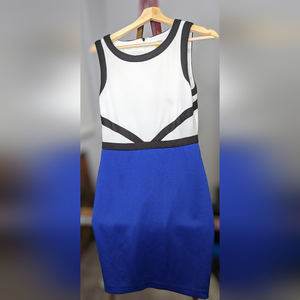 Blue White and Black Dress